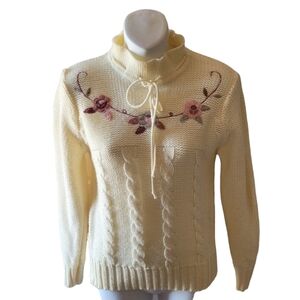 Vintage Country Craft 1980's Granny Core Cottage Core High Neck Sweater Size Med